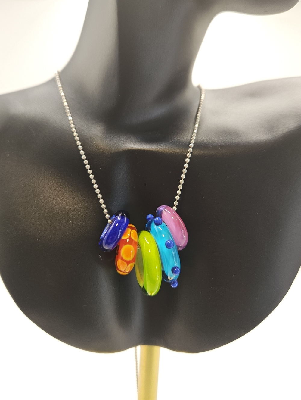 Playful Hand-blown Glass Jelly Rainbow Necklace
